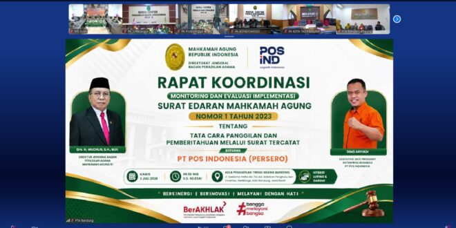 MS Aceh Ikuti Rapat Koordinasi Monitoring dan Evaluasi Implementasi SEMA Nomor 1 Tahun 2023 Bersama PT Pos Indonesia