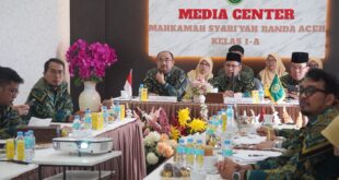 Hakim Tinggi dan Panitera Muda Hukum MS Aceh Laksanakan Monitoring dan Evaluasi Kepaniteraan di MS Banda Aceh