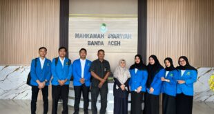 Mahasiswa UIN Ar-Raniry Ikuti Pembelajaran Praktik Hukum Perkara Perdata dan Jinayat di Mahkamah Syar’iyah Banda Aceh